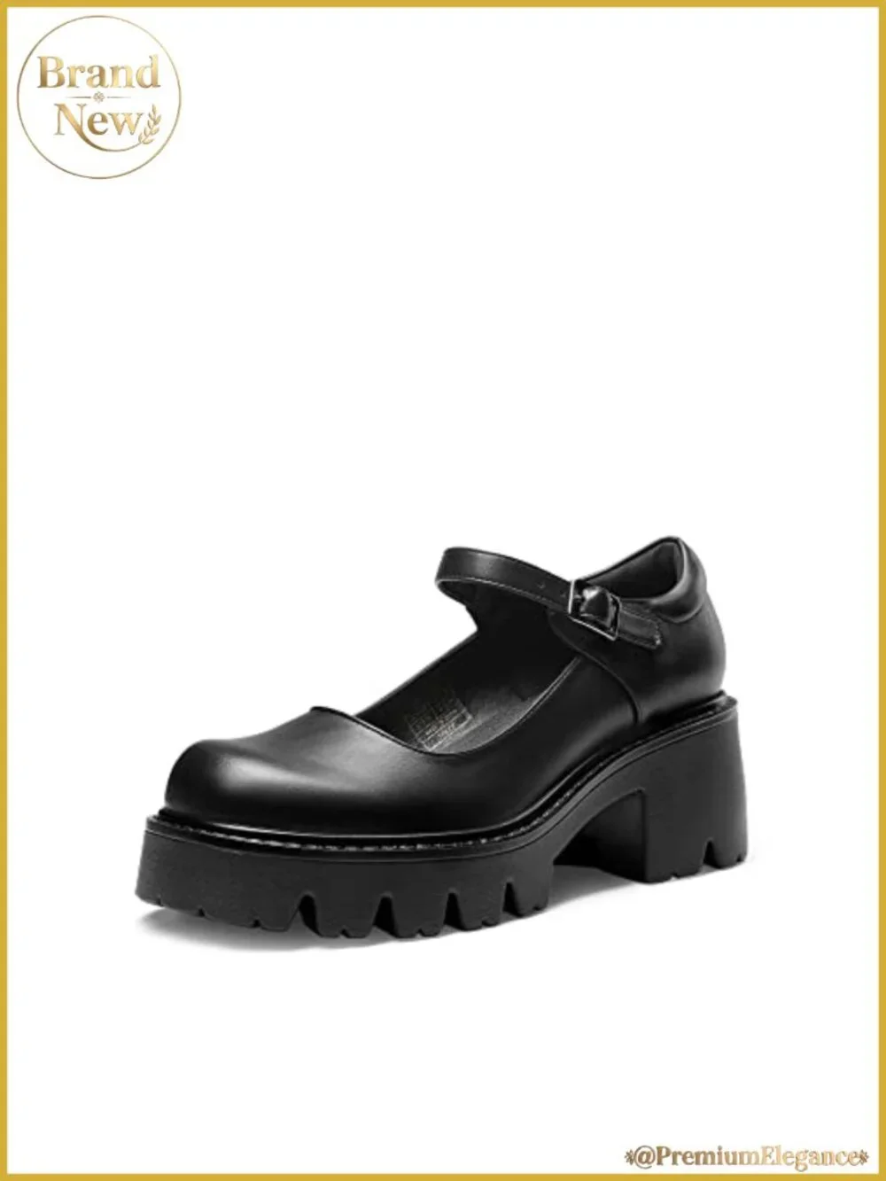 Mary Jane Platform Pumps Chunky Block Heel Buckle Strap Round Toe